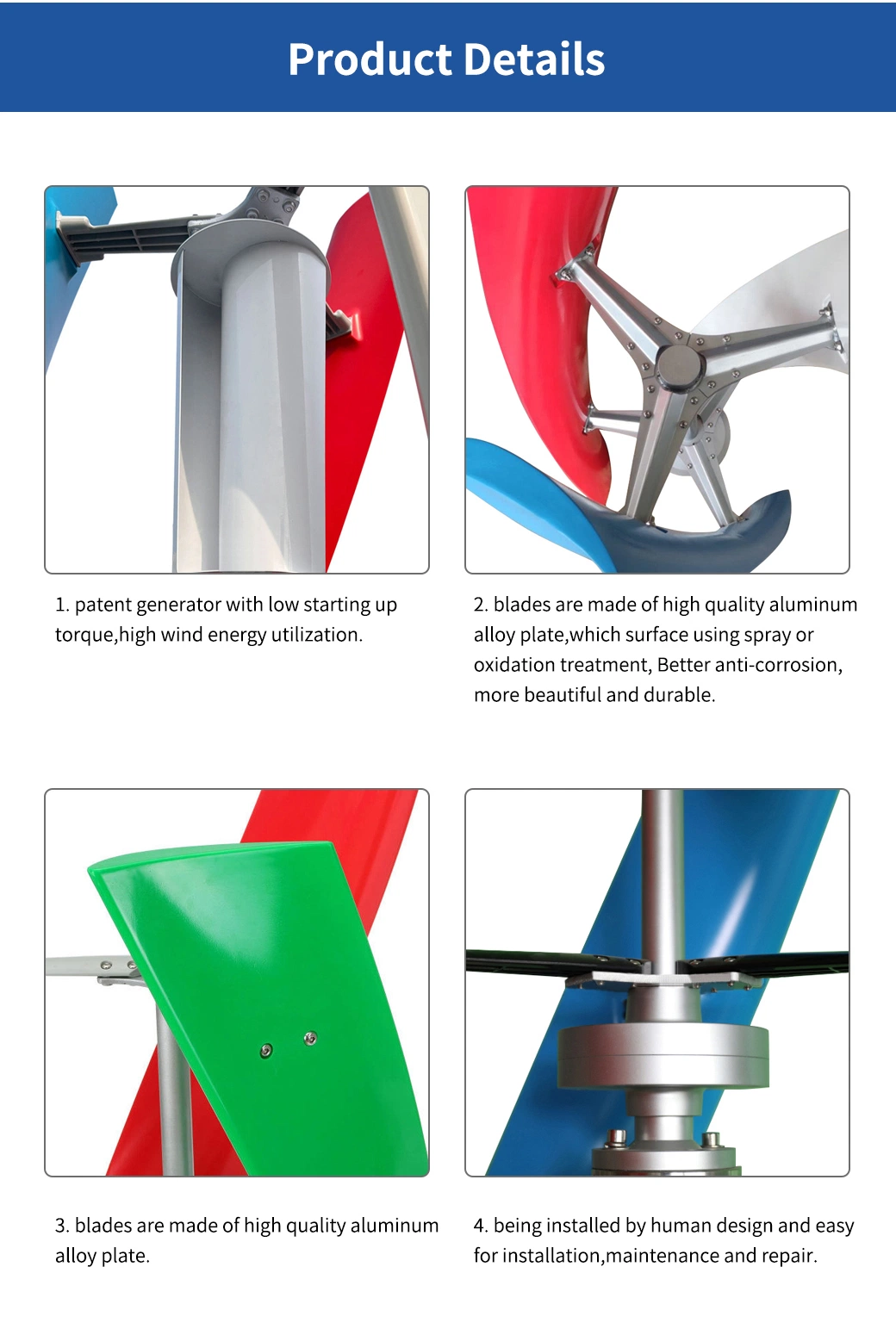 5kw to 10kw Vertical Wind Turbine for Wind Power/Wind Generator Solar Hybrid Energy Storage System