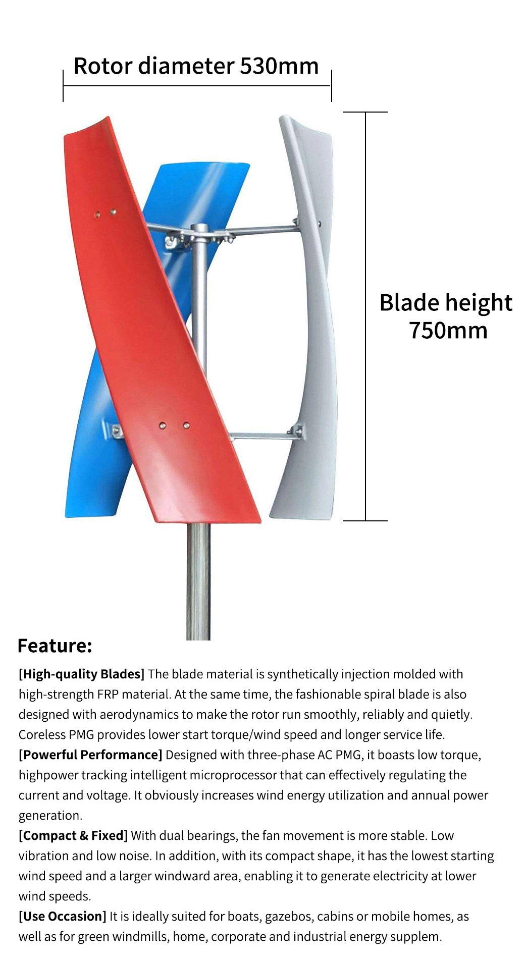 5kw to 10kw Vertical Wind Turbine for Wind Power/Wind Generator Solar Hybrid Energy Storage System